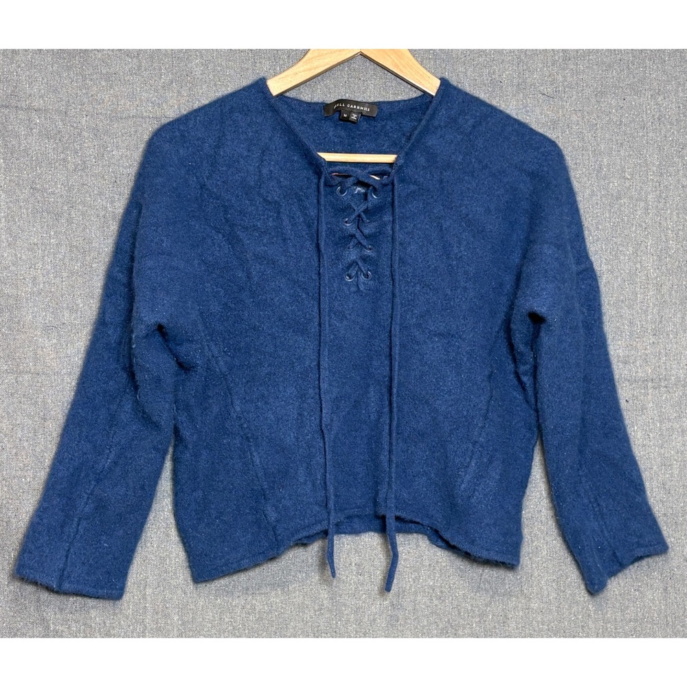 Skull Cashmere Womens Blue 100% Cashmere Lace Up Skull Back Sweater Size M